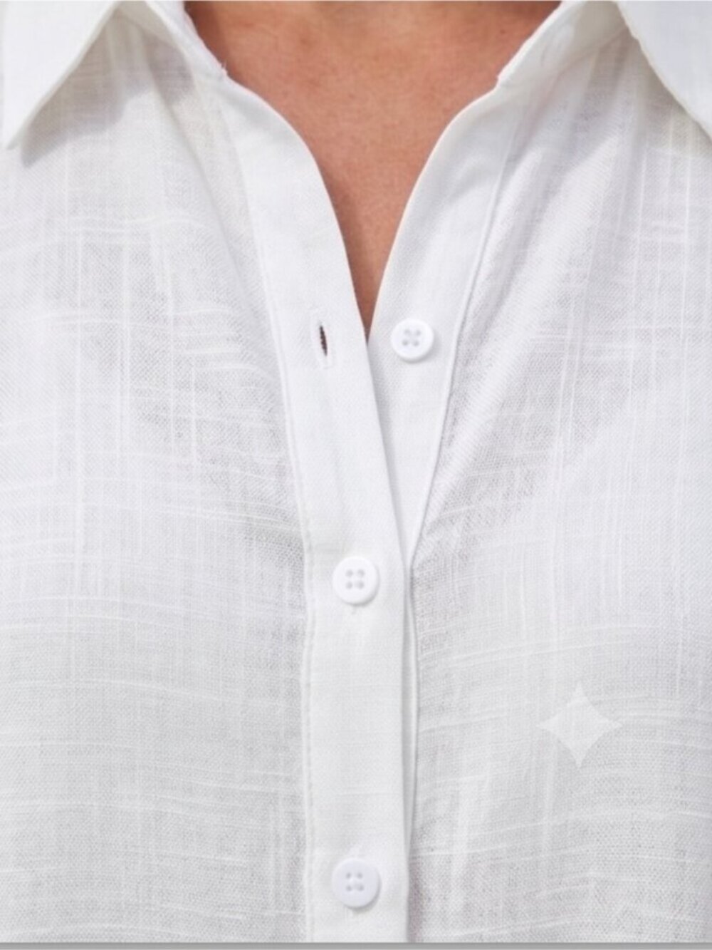 White Sheer Button-Down Beach Cover-Up Shirt Dress - Picture 3 of 9